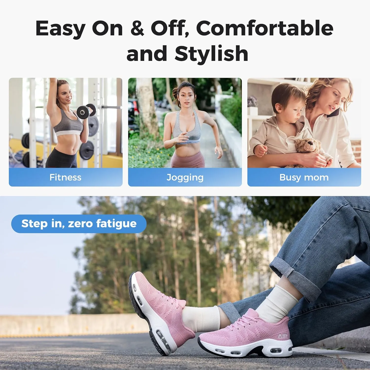 Autper Womens Running Shoes Air Slip on Tennis Athletic Walking Shoes Lightweight Comfortable Gym Workout Jogging Sport Sneakers US 6-11