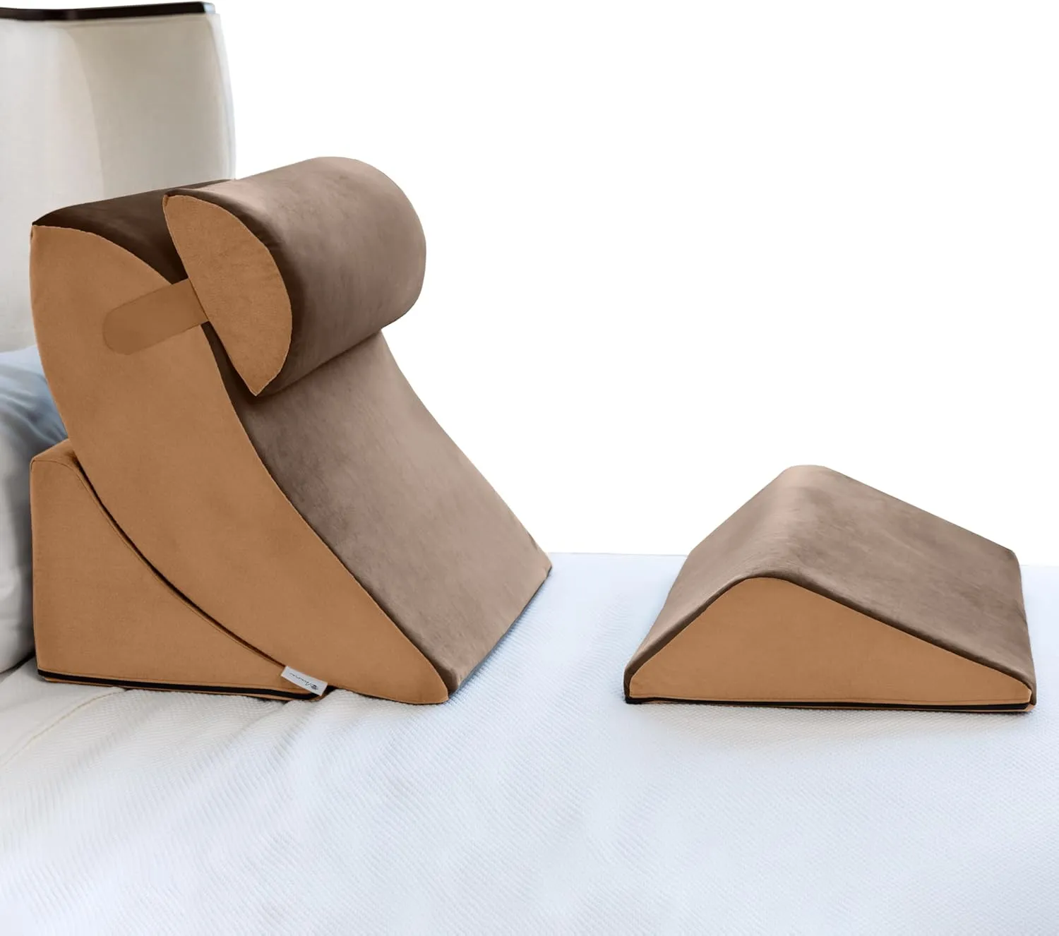 Avana Kind Bed Orthopedic Support Wedge Pillow Comfort System – for Post-Surgery, Heartburn, Snoring, Acid Reflux & GERD, 4-Piece-Set, Mocha/Camel