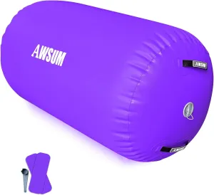 AWSUM 1 PCS Gymnastics Barrel Air Roller Inflatable Tumbling Mat Back Handspring Trainer for Octagon Mat Gym Gymnastics Equipment，No Electric Pump