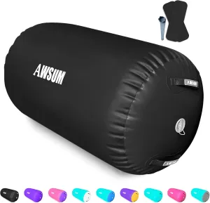 AWSUM Air Roller Gymnastics Barrel Inflatable Tumbling Mat Back Handspring Trainer for Octagon Mat Gym Home Gymnastics Equipment，No Electric Pump