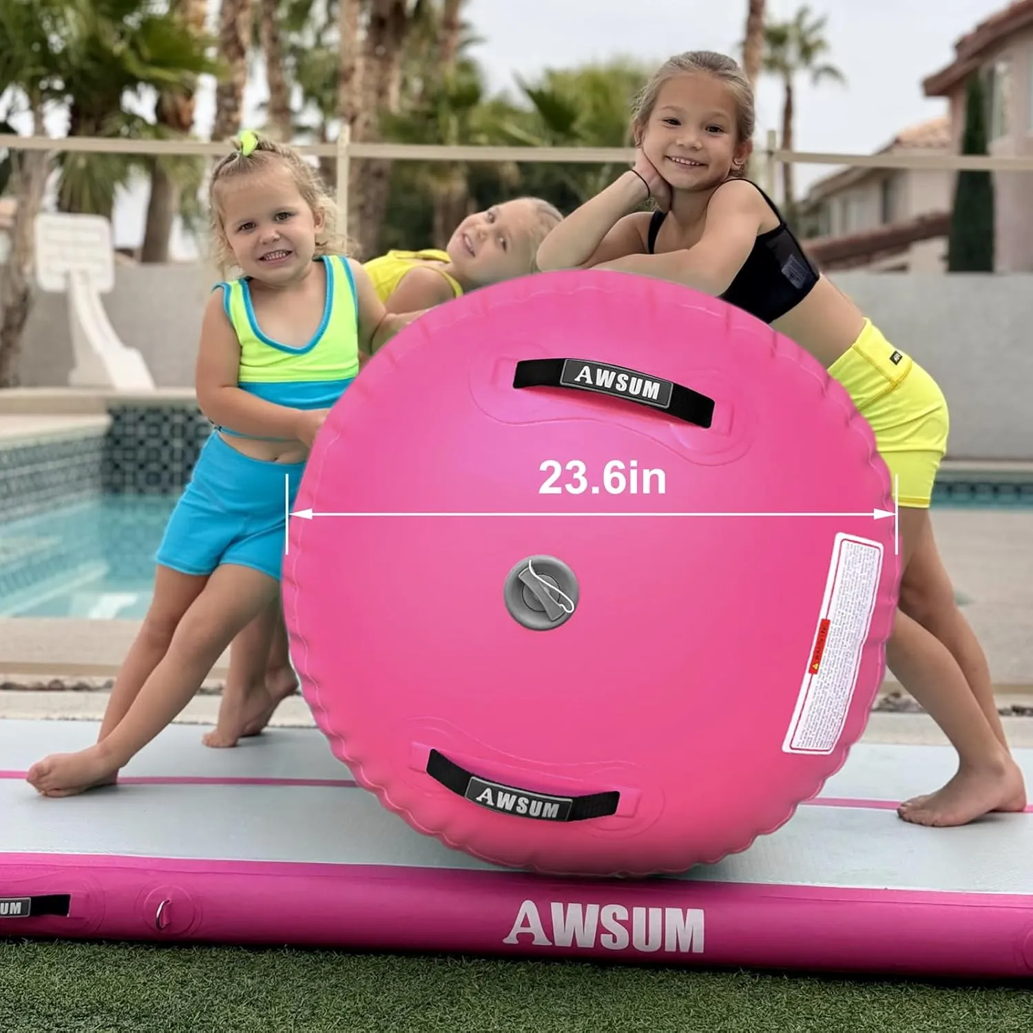 AWSUM Air Roller Gymnastics Barrel Inflatable Tumbling Mat Back Handspring Trainer for Octagon Mat Gym Home Gymnastics Equipment，No Electric Pump