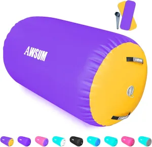 AWSUM Air Roller Gymnastics Barrel Inflatable Tumbling Mat Back Handspring Trainer for Octagon Mat Gym Home Gymnastics Equipment，No Electric Pump