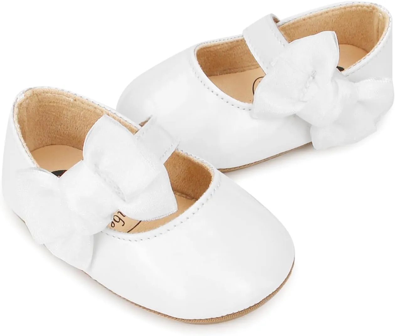 Baby Girls Dress Shoes Infant Mary Jane Flats Newborn Bowkont Non-Slip Lightweight Soft Sole First Walkers Princess Wedding Shoe