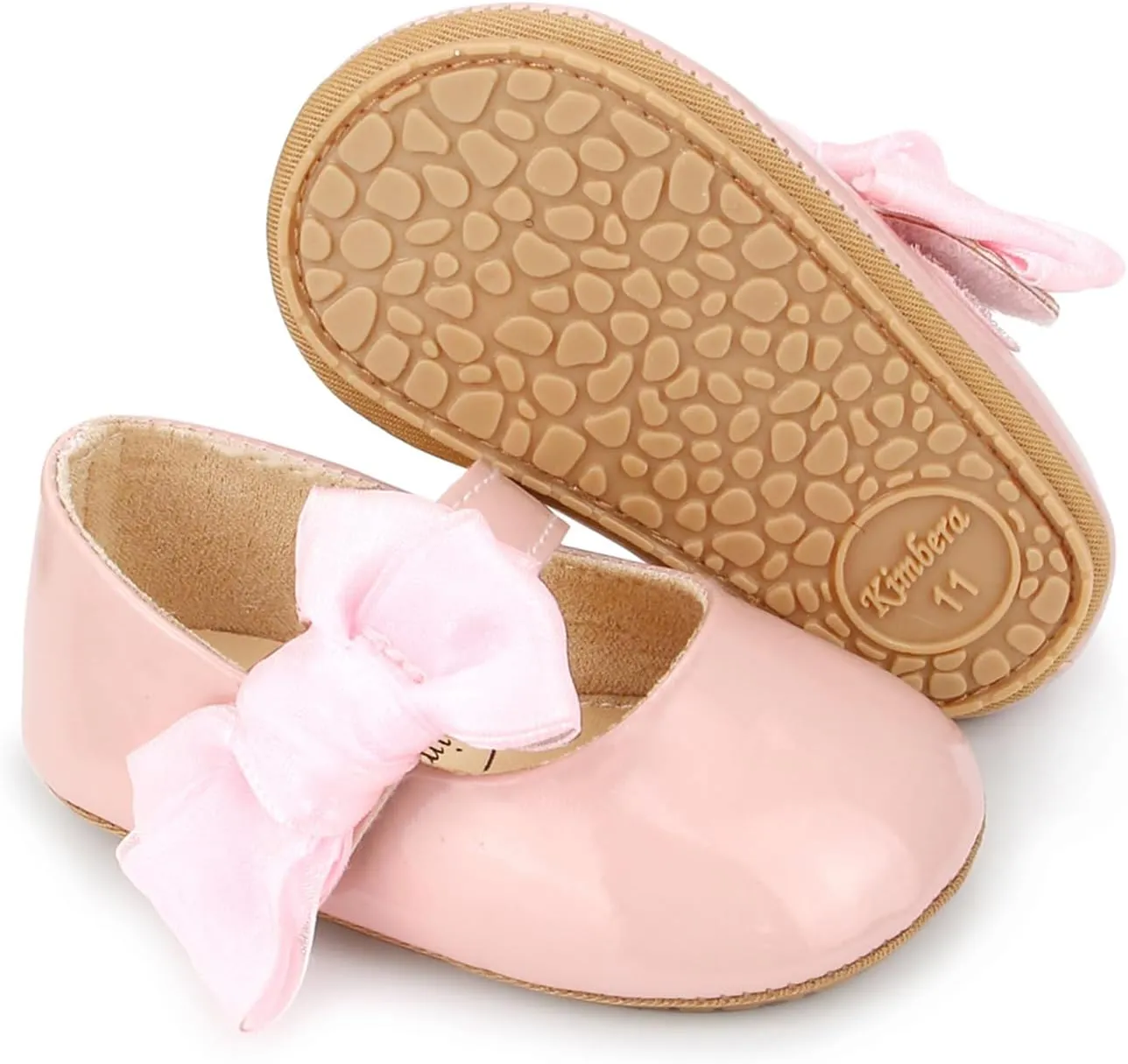 Baby Girls Dress Shoes Infant Mary Jane Flats Newborn Bowkont Non-Slip Lightweight Soft Sole First Walkers Princess Wedding Shoe