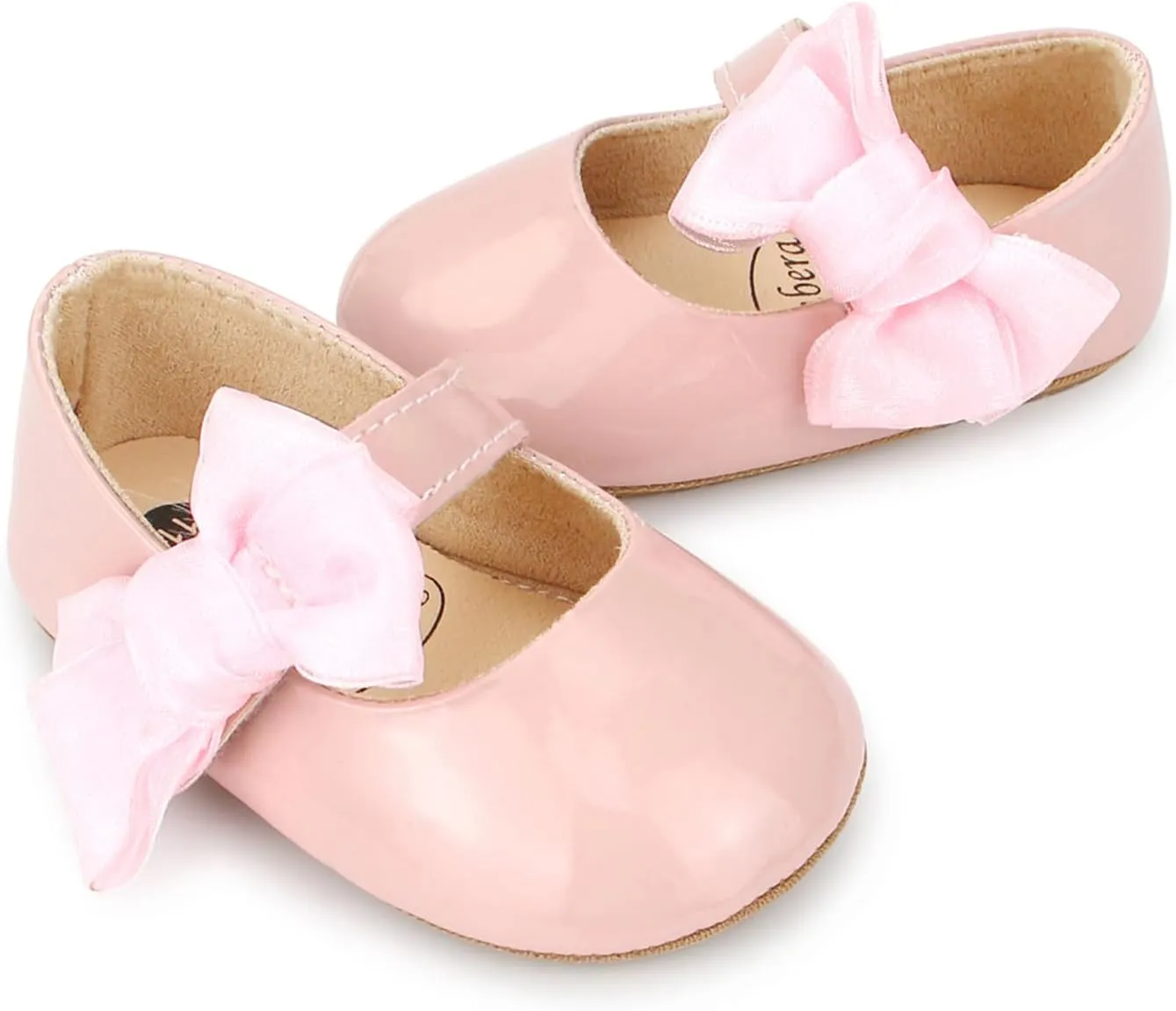 Baby Girls Dress Shoes Infant Mary Jane Flats Newborn Bowkont Non-Slip Lightweight Soft Sole First Walkers Princess Wedding Shoe