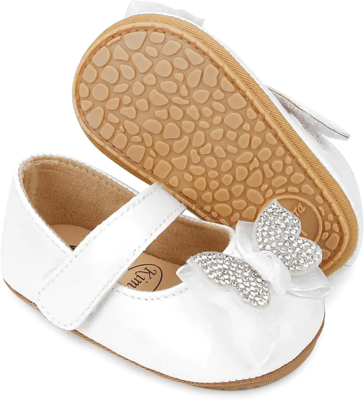 Baby Girls Dress Shoes Infant Mary Jane Flats Newborn Bowkont Non-Slip Lightweight Soft Sole First Walkers Princess Wedding Shoe