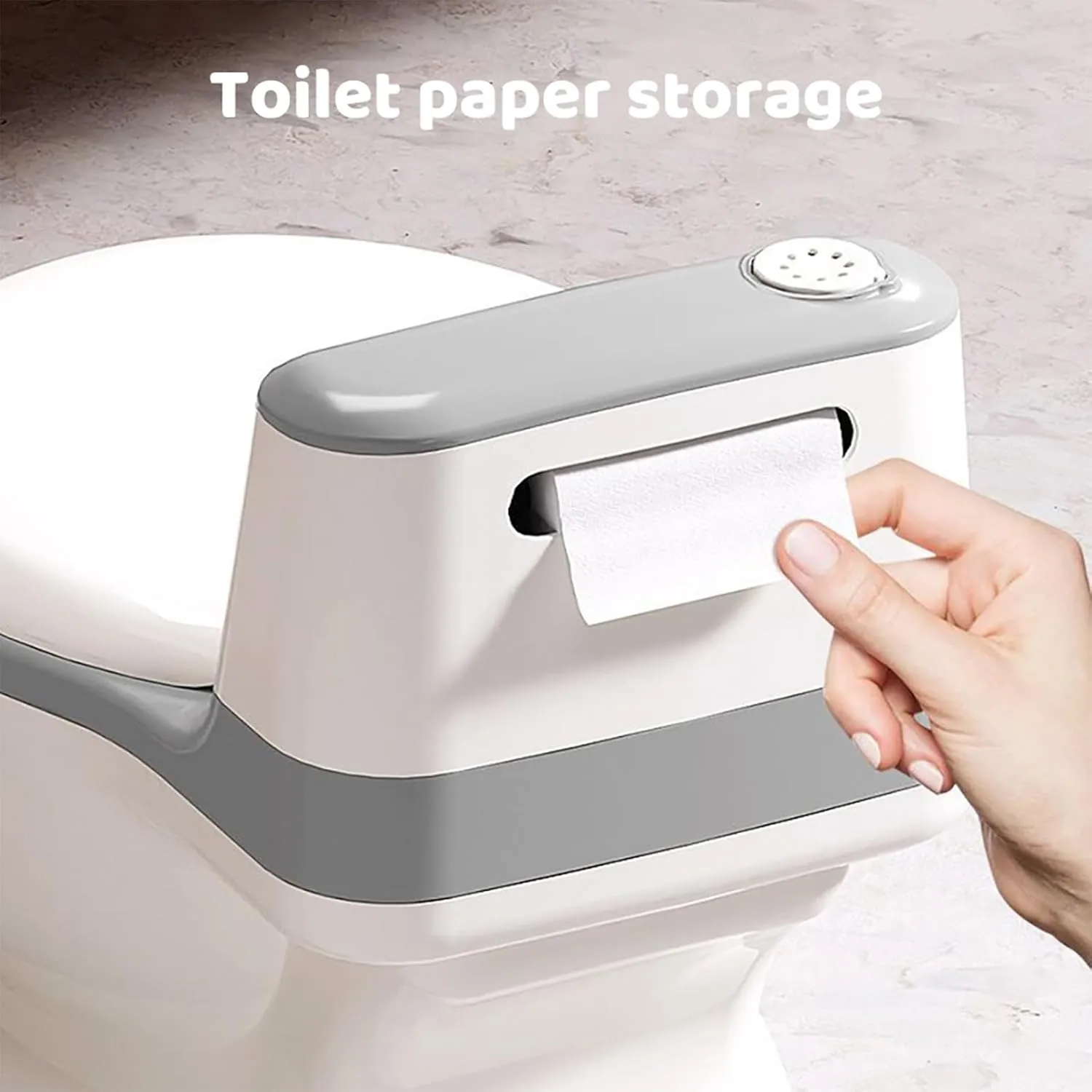 Baby Safety Toilet Training ,Toddler Children Non-Slip Lifelike Soft PU Seat & Wipe Storage Removable Bucket