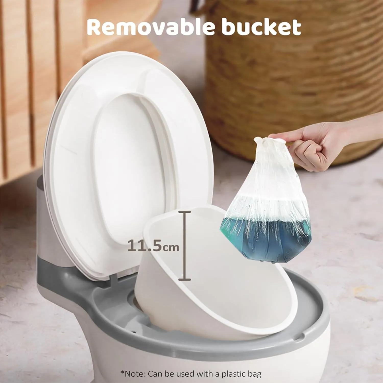 Baby Safety Toilet Training ,Toddler Children Non-Slip Lifelike Soft PU Seat & Wipe Storage Removable Bucket