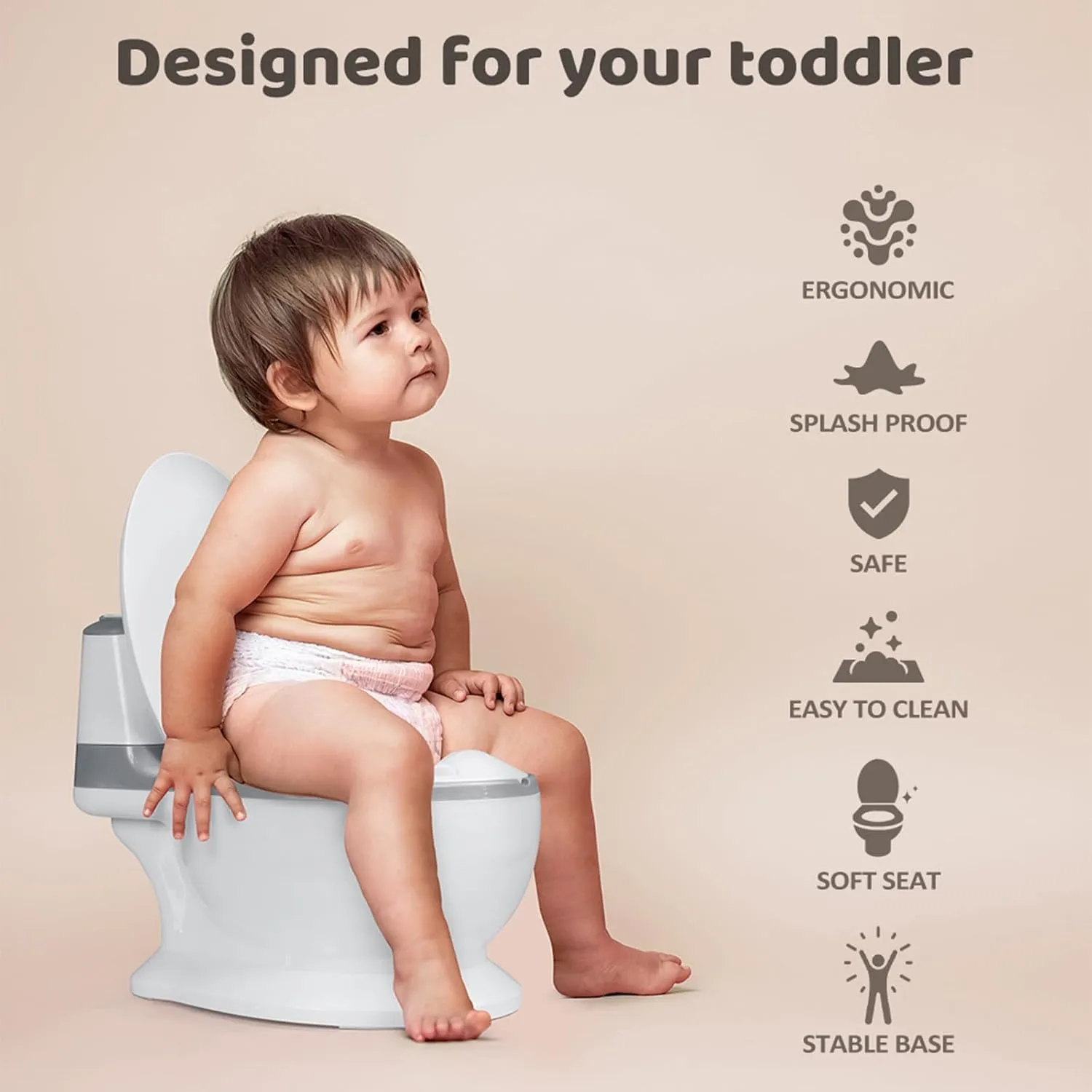 Baby Safety Toilet Training ,Toddler Children Non-Slip Lifelike Soft PU Seat & Wipe Storage Removable Bucket