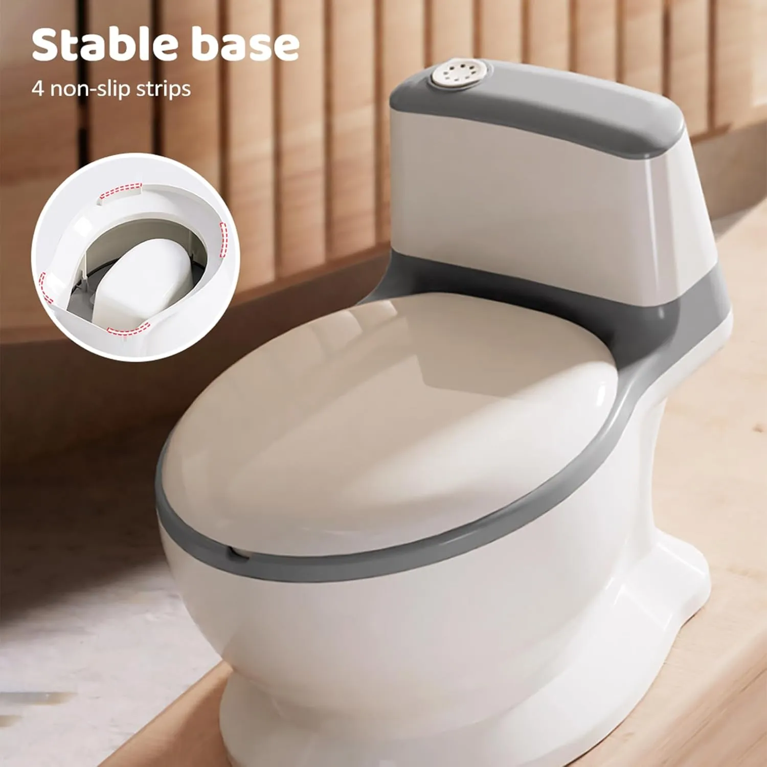 Baby Safety Toilet Training ,Toddler Children Non-Slip Lifelike Soft PU Seat & Wipe Storage Removable Bucket