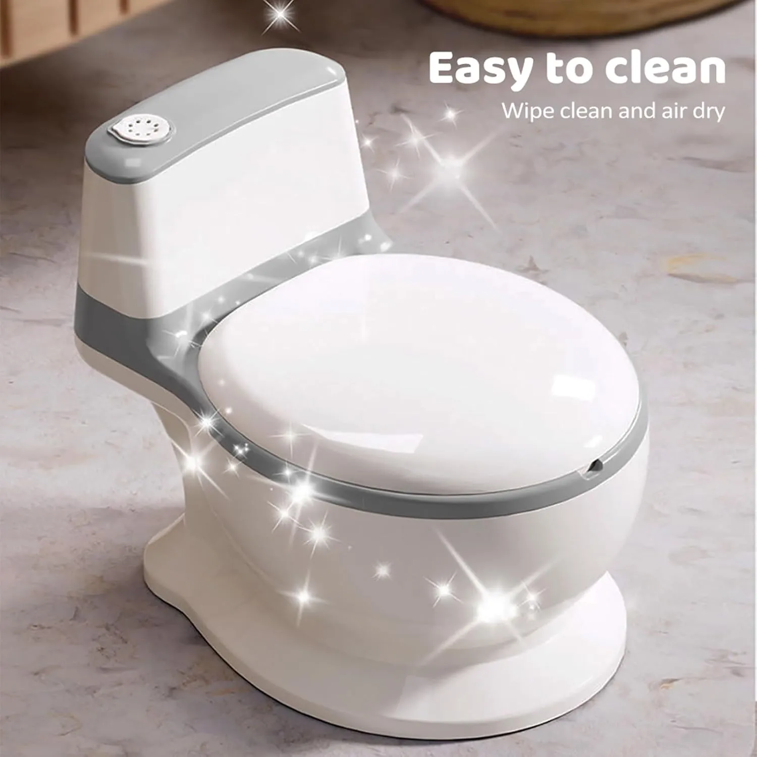 Baby Safety Toilet Training ,Toddler Children Non-Slip Lifelike Soft PU Seat & Wipe Storage Removable Bucket