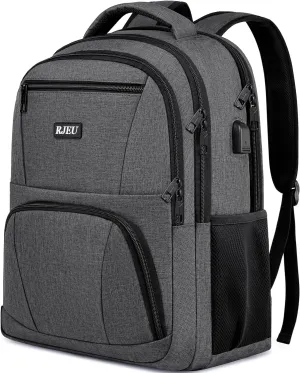 Backpack for Men and Women, School Backpack for College Students, Teens, with 15.6 inch Laptop Sleeve, Travel Laptops Backpack with USB Charging Port, Ergonomic Straps - Bookbag Grey