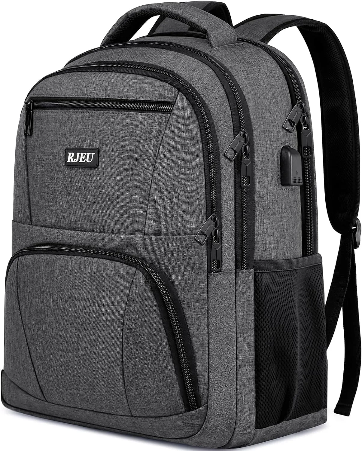Backpack for Men and Women, School Backpack for College Students, Teens, with 15.6 inch Laptop Sleeve, Travel Laptops Backpack with USB Charging Port, Ergonomic Straps - Bookbag Grey