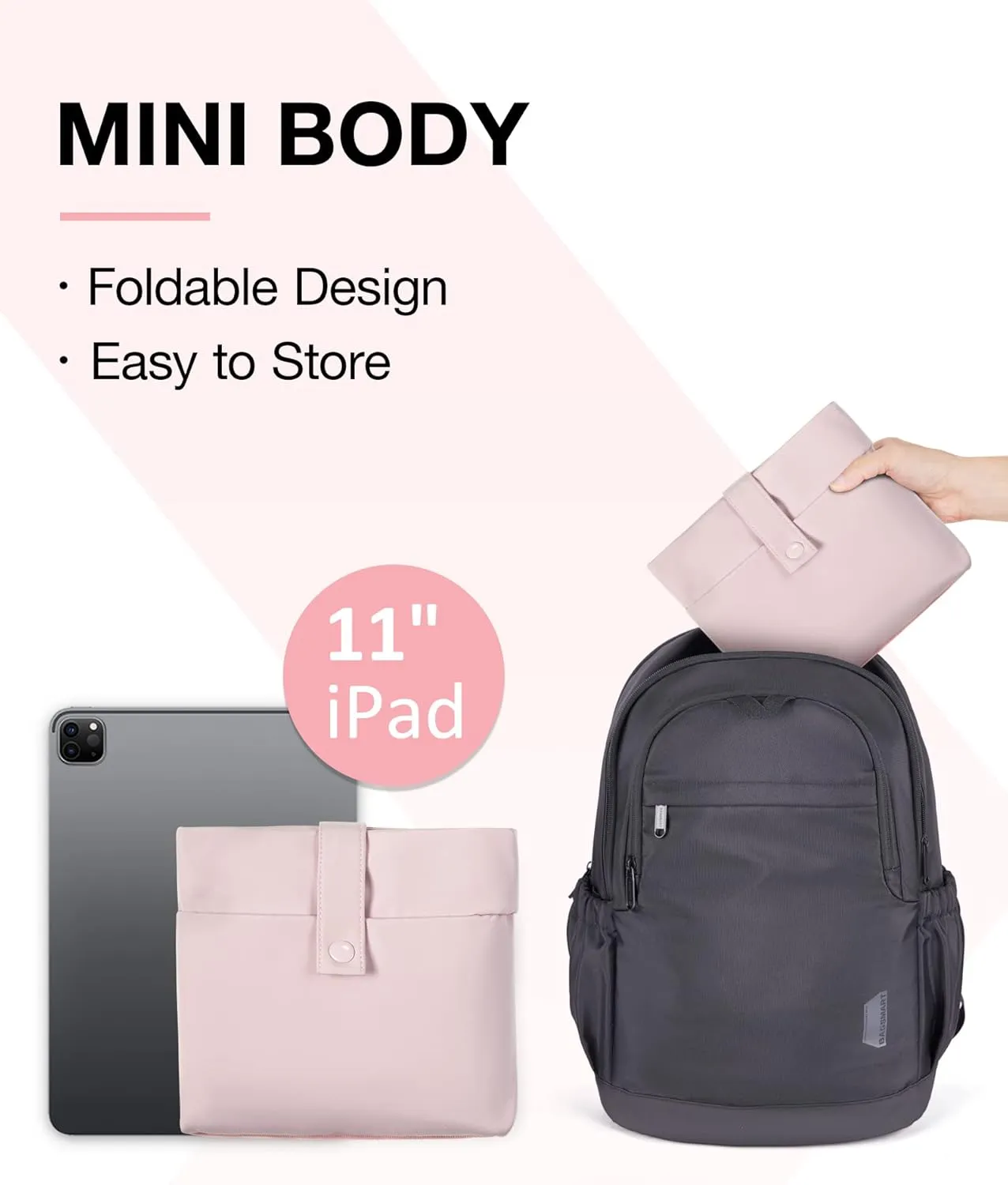 BAGSMART Foldable Travel Duffle Bag, 30.6L Large Carry On Tote Bag Gym Sports Bag for Women, Weekender Overnight Bag for Travel Essentials & Daily Necessities(Baby Pink)