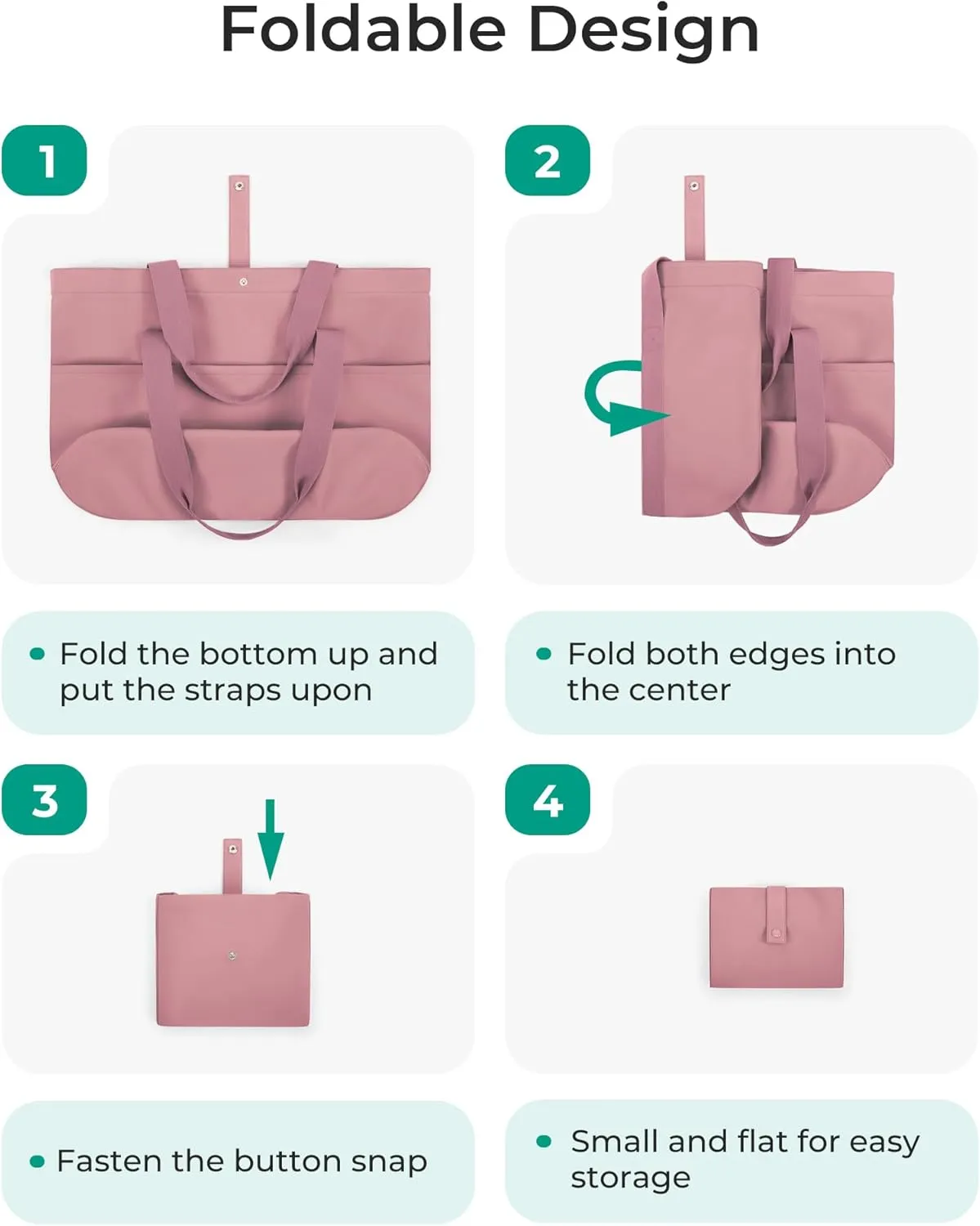 BAGSMART Tote Bag for Women, Foldable Tote Bag With Zipper Travel Large Shoulder Bag Handbag for Work-16.5''l X 6''wx 14''h