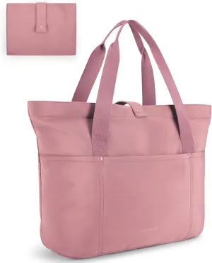 BAGSMART Tote Bag for Women, Foldable Tote Bag With Zipper Travel Large Shoulder Bag Handbag for Work-16.5''l X 6''wx 14''h