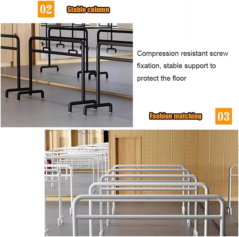 Ballet Barre Simple Black Metal 8.2FT - Double-Layer Leg Compression Bar for Adults and Children, Suitable for Stretching - 2.5M