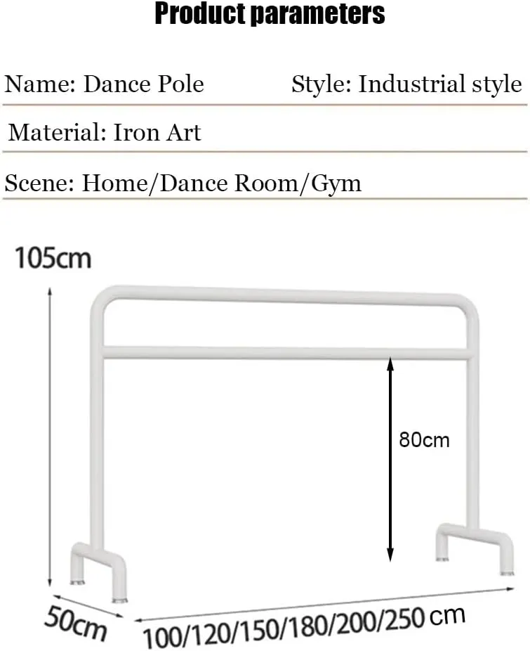 Ballet Barre Simple Black Metal 8.2FT - Double-Layer Leg Compression Bar for Adults and Children, Suitable for Stretching - 2.5M