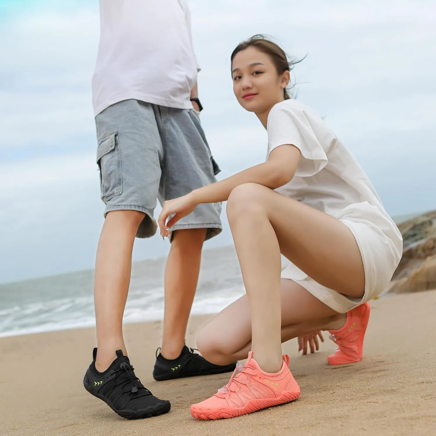 Barefoot Shoes for Women Men Breathable & Non-Slip Athletic Wide Toe Box Zero Drop Trail Running Cross-Trainer Beach Pool Aqua Swim Surf Hiking Walking
