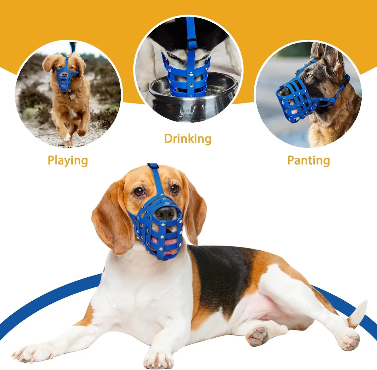 BARKLESS Doberman Muzzle, Soft Basket Muzzle for Large Medium Sized Dogs to Prevent Biting and Chewing, Breathable Long-Nosed Mouth Guard for German Shepherds, Plenty of Space for Panting and Drinking