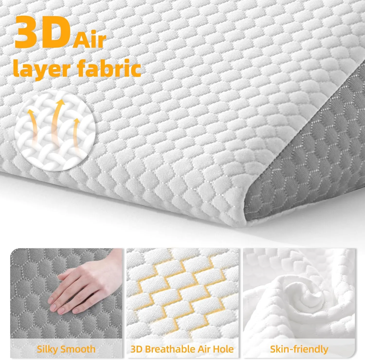 BDEUS 24 Inch Extra Wide Wedge Pillow 45D Memory Foam Top, Bed Wedge Pillow for Sleeping, Back Support, Air Layer Wedge Cover