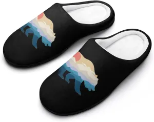 Bear Nature Mountain Fashion Mens Slippers Slip On Fuzzy House Shoes for Indoor Outdoor
