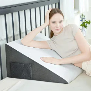 Bed Wedge Pillow, 12" 24" 24" Triangle Pillow Wedge, Cooling Memory Foam Top, Elevated Support Wedge Pillow for Relieving Acid Reflux, Heartburn, Snoring and GERD