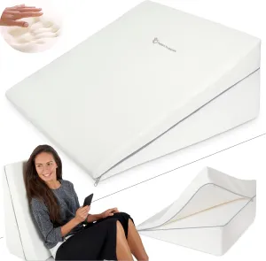 Bed Wedge Pillow– for Acid Reflux Surgery Heartburn Gerd Reading Anti Snore - Adjustable Incline Elevation 3-in-1 Technology - Triangle Support Pillow for Sleeping and Pain Relief