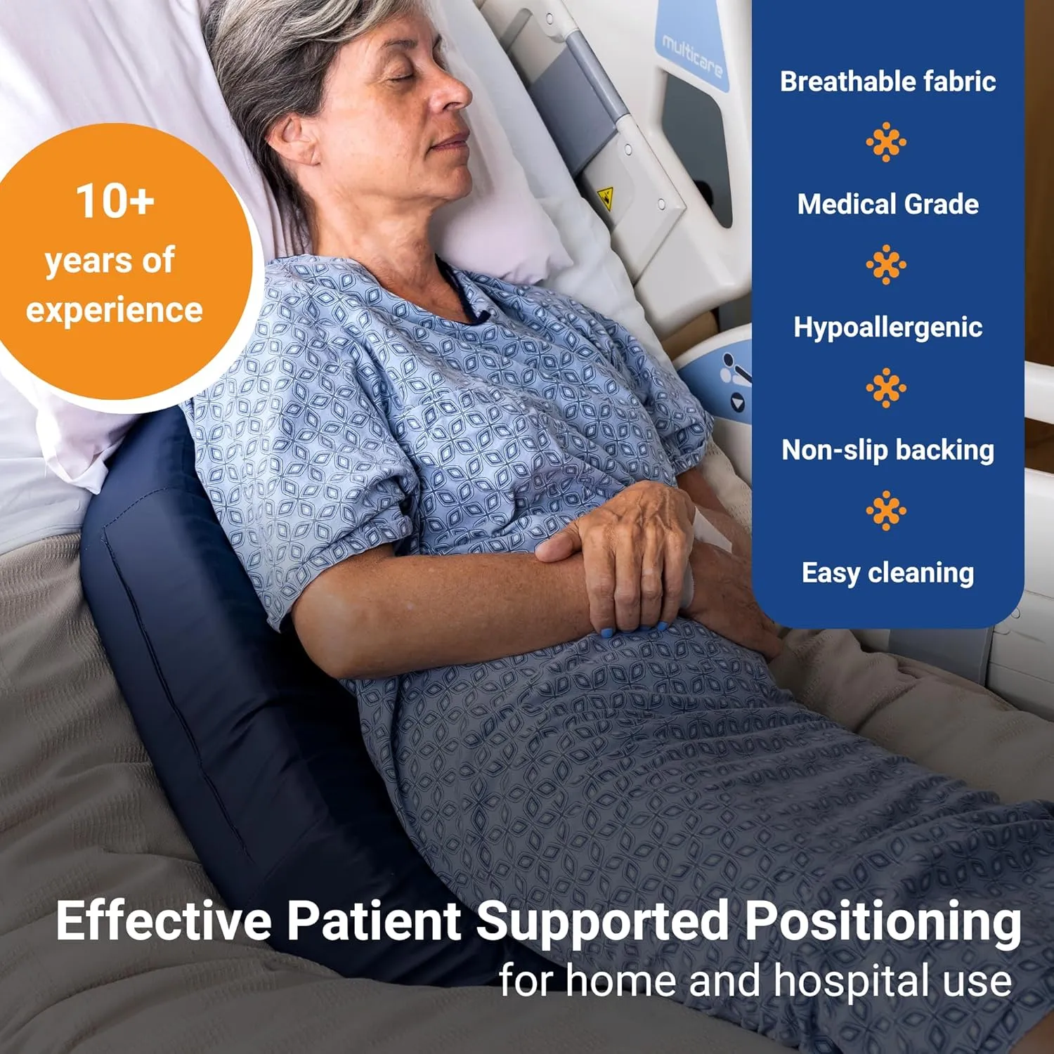 Bedsore Rescue Positioning Pillow Wedge - Tailbone, Sacrum, Buttocks - Small Size Under 100lbs - Hypoallergenic - Non-Slip Turning Wedge - Medical Grade Hospital to Home - Made in USA