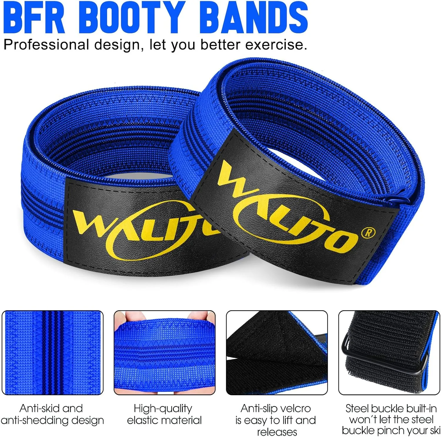 BFR Booty Bands for Women Glutes - Blood Flow Restriction Bands with Weekly Plan for Legs, Butt & Hip Building, Occlusion Bands for Workouts, Best Fabric Bands for Squat Butt & Thigh
