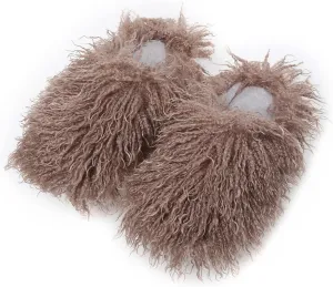 Big Fuzzy Faux Fur Slippers, Unisex Fuzzy Wool-Like House Slides, Women's Warm Plush Fluffy Long Hair Sheep Slip on Shoes