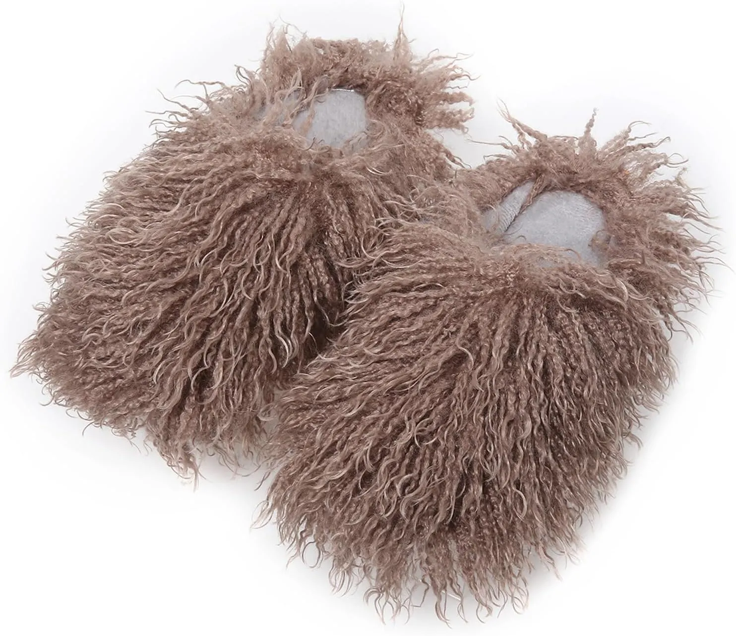 Big Fuzzy Faux Fur Slippers, Unisex Fuzzy Wool-Like House Slides, Women's Warm Plush Fluffy Long Hair Sheep Slip on Shoes