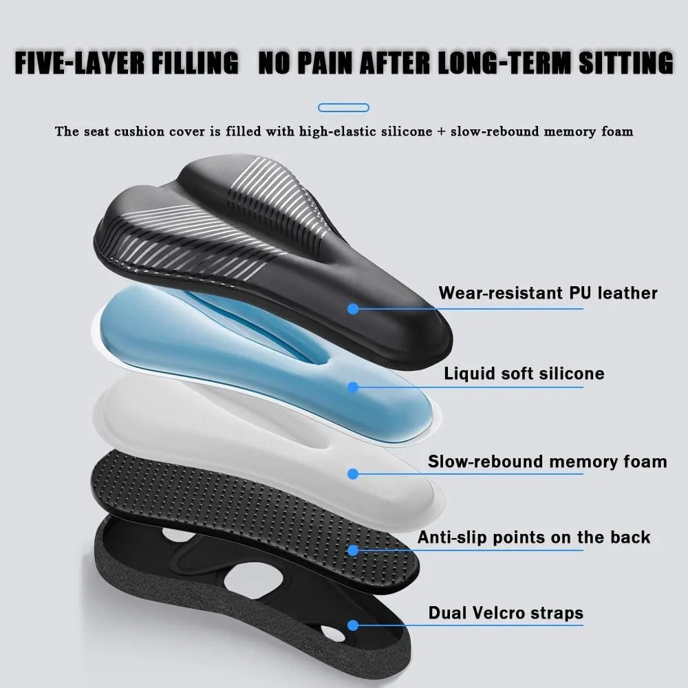 Bike Seat Cushion for Bianchi Via Nirone 7 Alu C2C Via Nirone 7 Alu Carbon, Memory Foam & Gel Padded Cover Bicycle Seat for Men Women Shock-Absorbing Comfort Bike Seat Pad,C