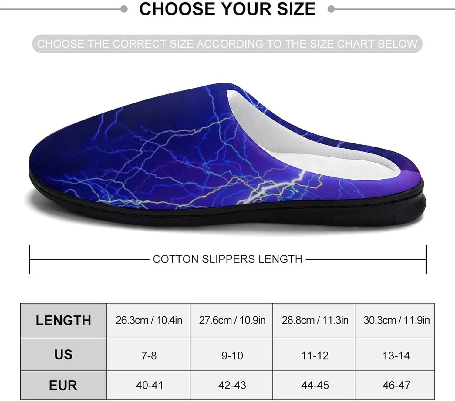 Blue Thunder Storm Fashion Mens Slippers Slip On Fuzzy House Shoes for Indoor Outdoor