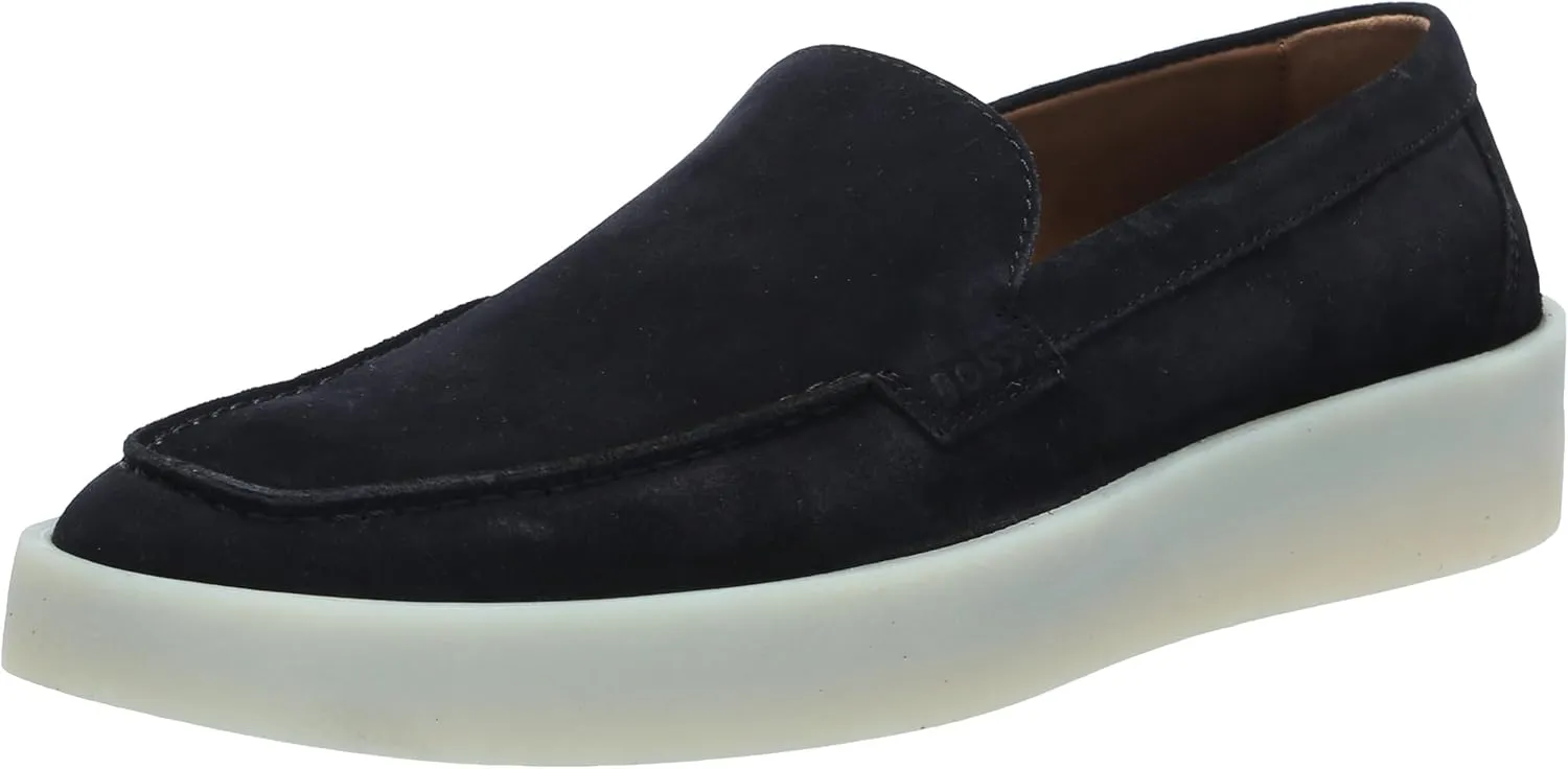BOSS Women's Suede Loafer with Rubber Sole