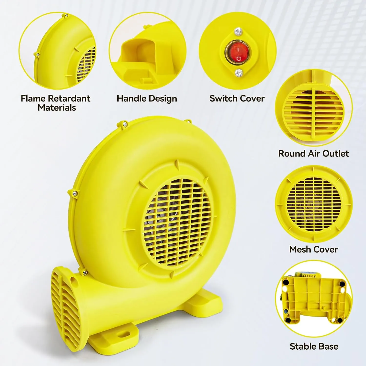 Bounce House Blower for Inflatables, 550W 0.74HP Powerful Inflatable Blower Portable Fan Pump for Inflatable Bouncy Castle, Bubble House, Jump Slides, Water Slide