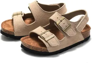 Boys Girls Summer Cork Footbed Slide Sandal, Arch Support Outdoor Sandals with Adjustable Buckle Backstraps for Toddler/Little Kid/Big Kid