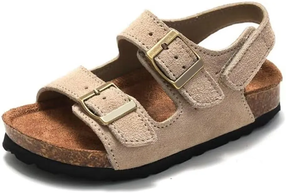 Boys Girls Summer Cork Footbed Slide Sandal, Arch Support Outdoor Sandals with Adjustable Buckle Backstraps for Toddler/Little Kid/Big Kid