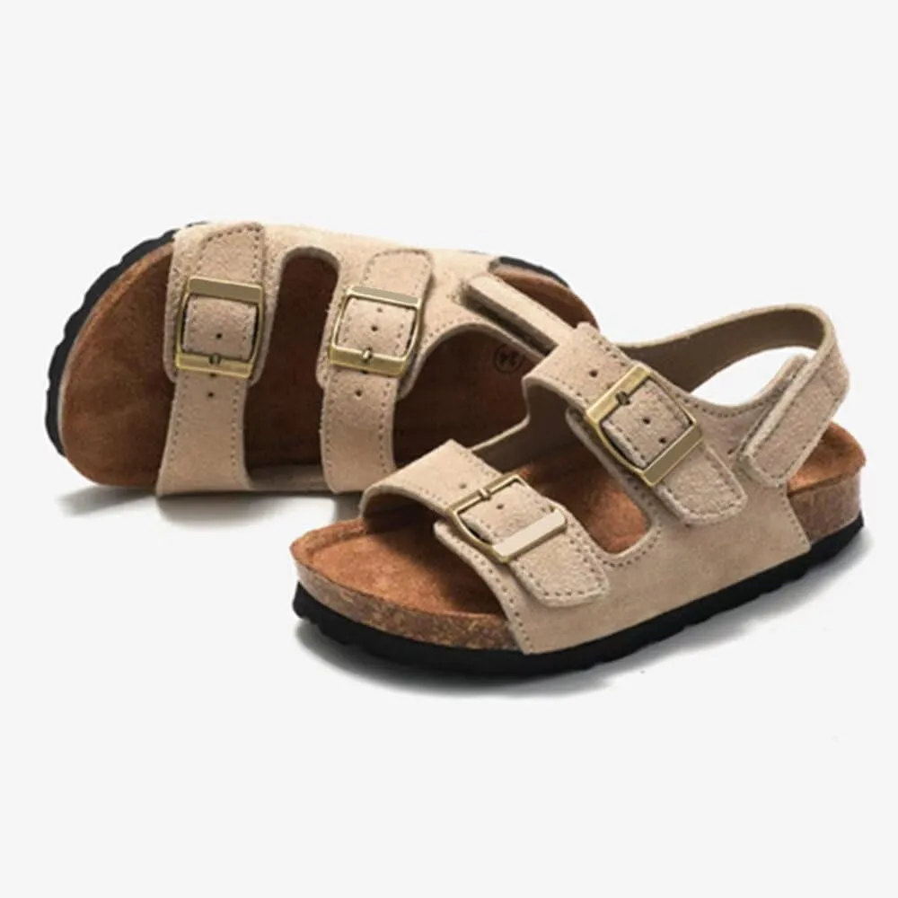 Boys Girls Summer Cork Footbed Slide Sandal, Arch Support Outdoor Sandals with Adjustable Buckle Backstraps for Toddler/Little Kid/Big Kid