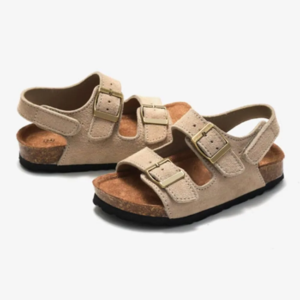 Boys Girls Summer Cork Footbed Slide Sandal, Arch Support Outdoor Sandals with Adjustable Buckle Backstraps for Toddler/Little Kid/Big Kid