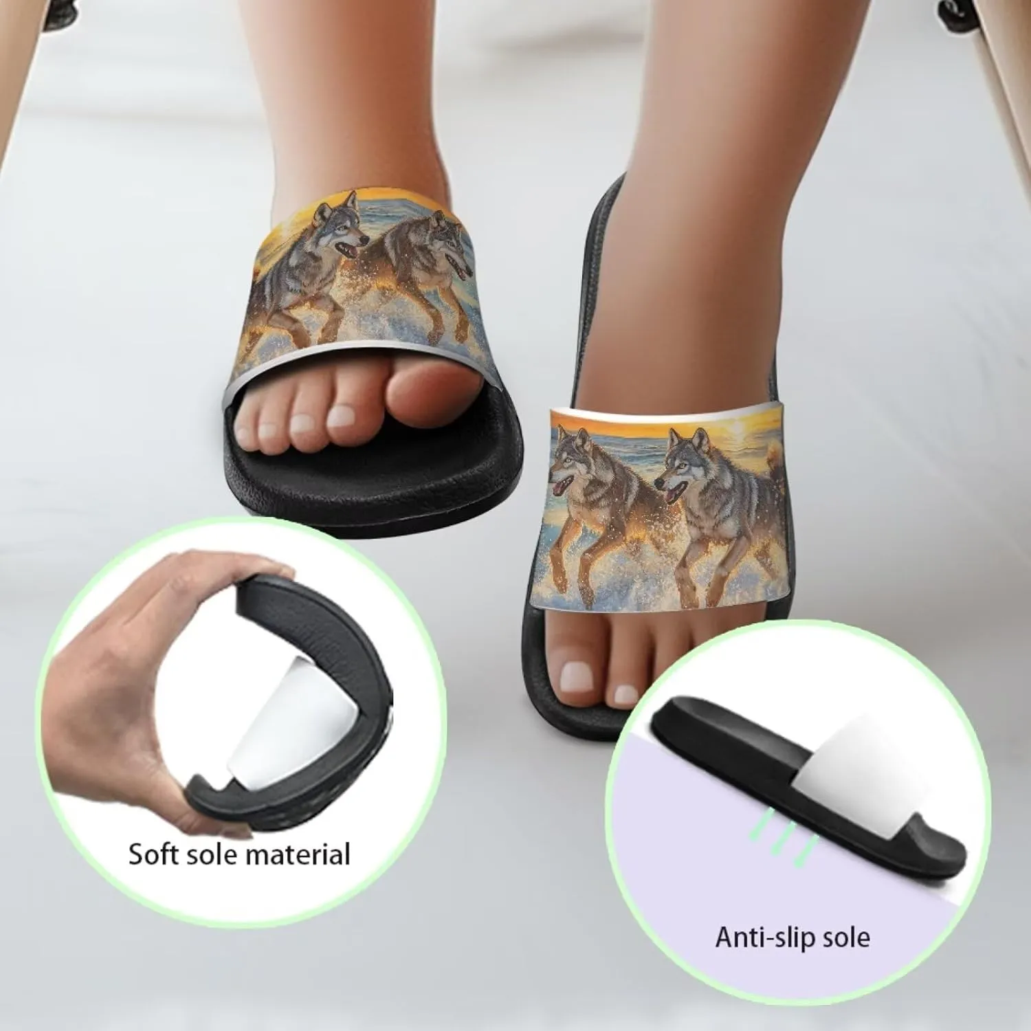 Boys Slip On Sandals Kids Slides Unisex Slides Boys Comfortable Slippers Non-slip Shower Shoes House Fashion Thick for Indoor & Outdoor Gifts