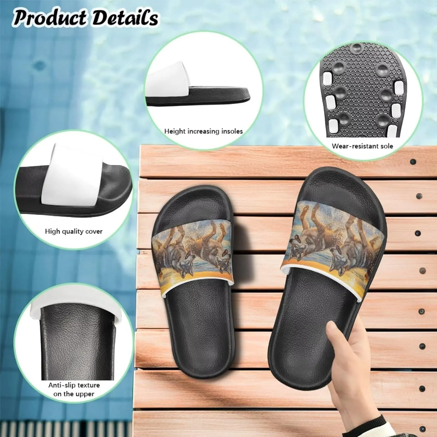 Boys Slip On Sandals Kids Slides Unisex Slides Boys Comfortable Slippers Non-slip Shower Shoes House Fashion Thick for Indoor & Outdoor Gifts