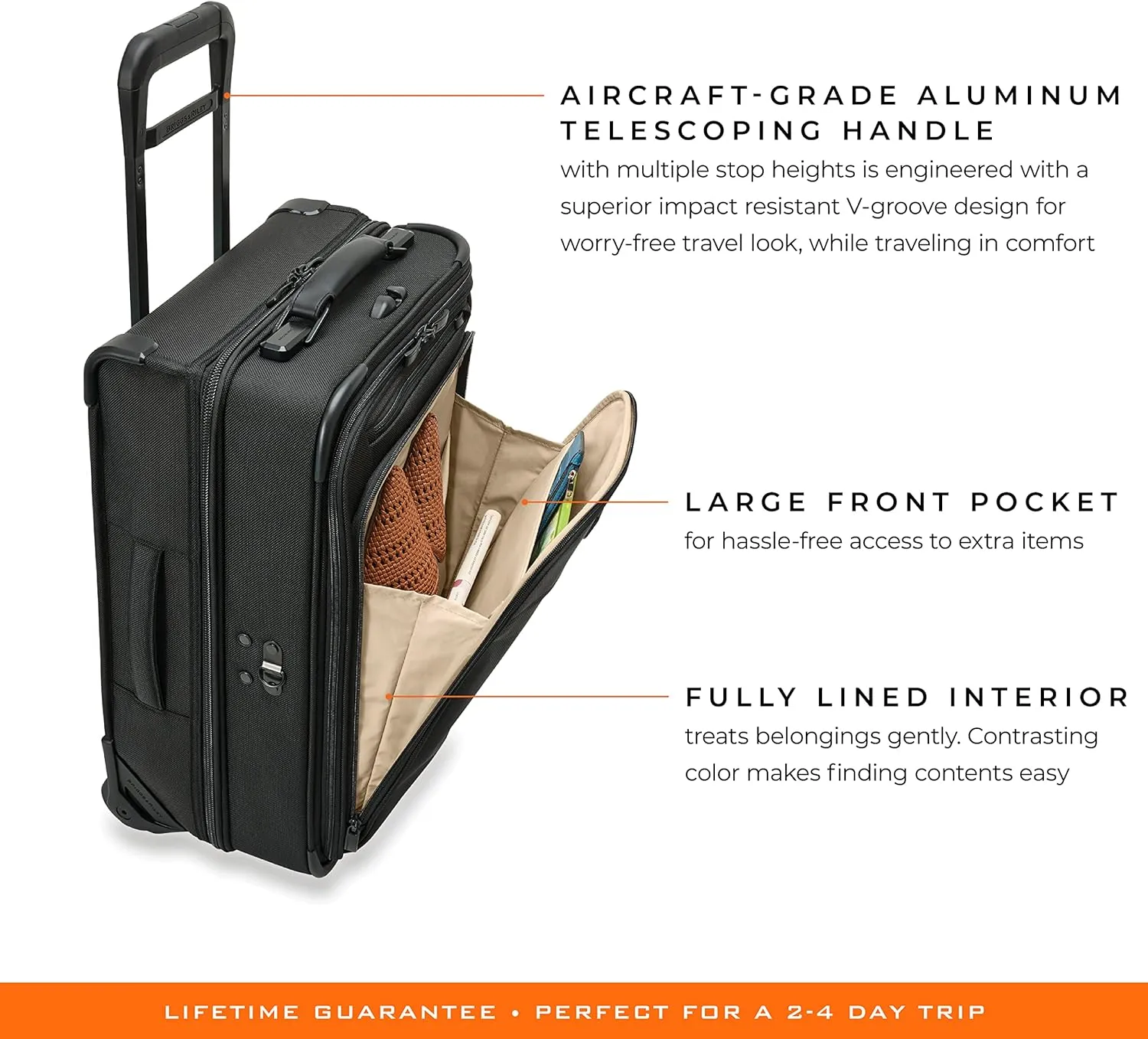 Briggs & Riley 22" Carry-On 2-Wheel Garment Bag - Carry On Luggage for Travel, Suitcases with Wheels, Softside Rolling Bag for Men & Women, Built in Hook for Clothes - Baseline Collection, Black
