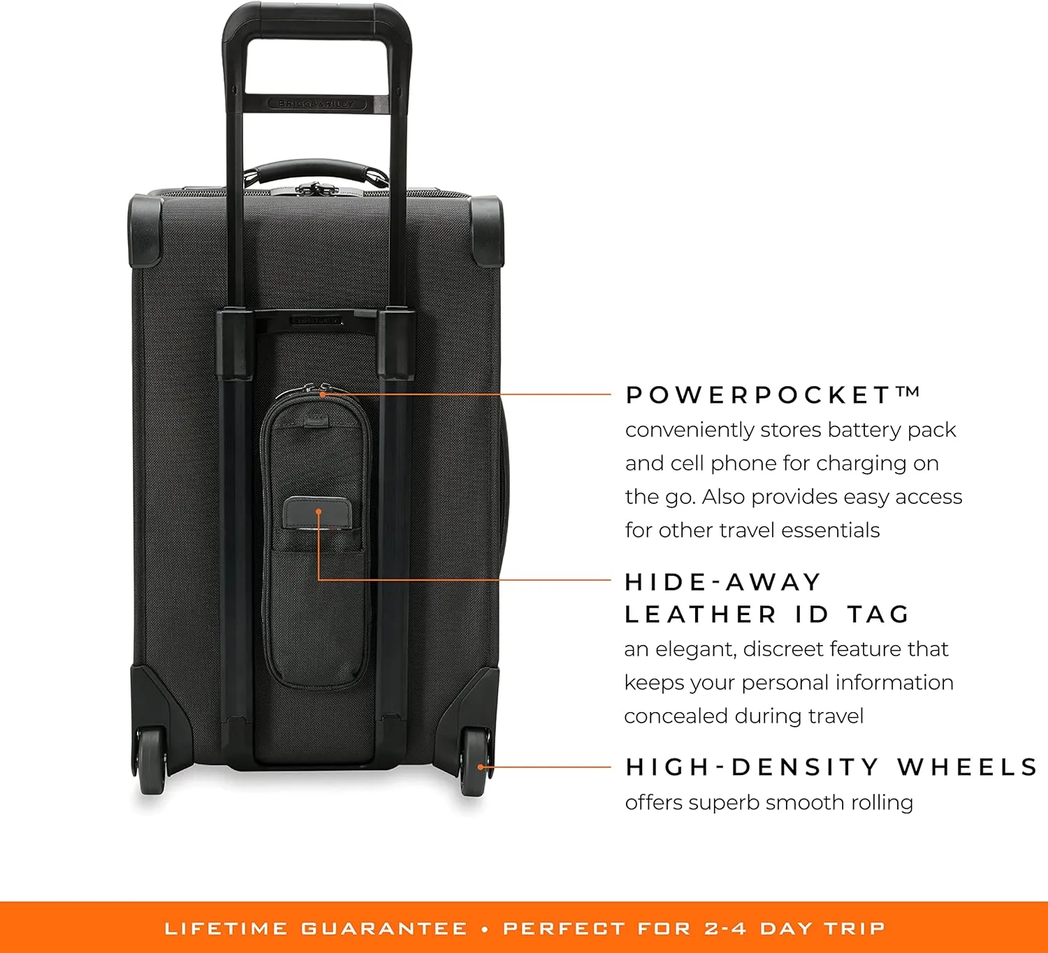 Briggs & Riley 22" Carry-On 2-Wheel Garment Bag - Carry On Luggage for Travel, Suitcases with Wheels, Softside Rolling Bag for Men & Women, Built in Hook for Clothes - Baseline Collection, Black