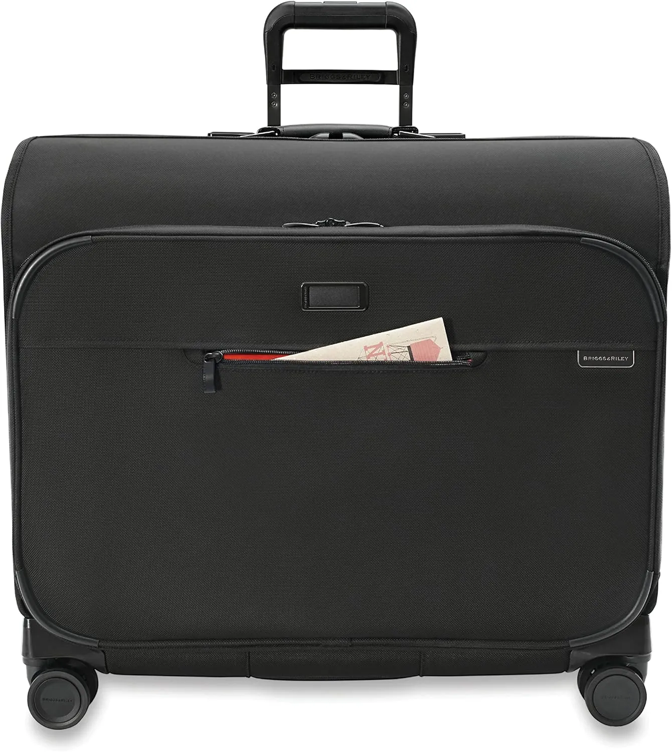 Briggs & Riley Deluxe Wardrobe Spinner - Checked Luggage for Travel, Suitcases with Wheels, Softside Rolling Bag for Men & Women, Built in Hook for Clothes - Baseline Collection, Black