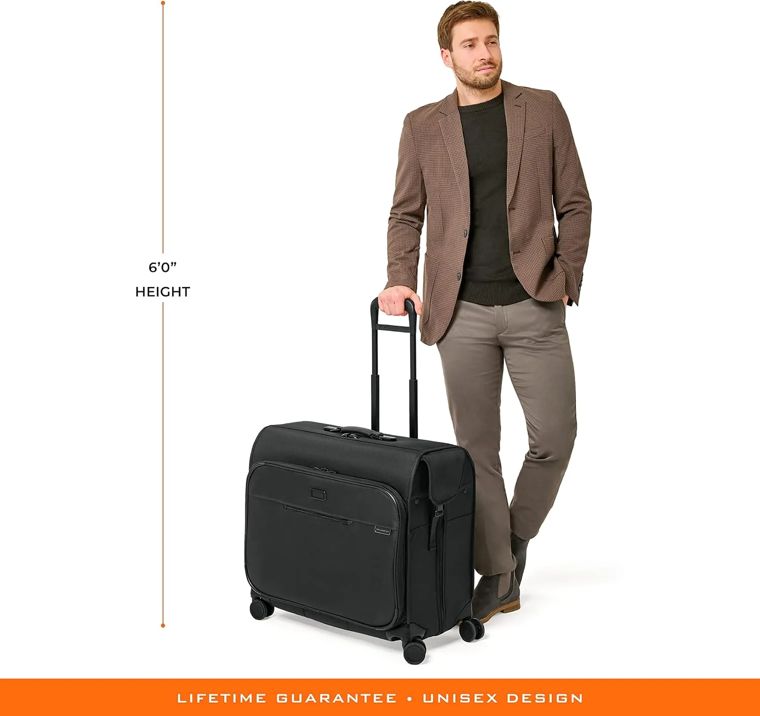 Briggs & Riley Deluxe Wardrobe Spinner - Checked Luggage for Travel, Suitcases with Wheels, Softside Rolling Bag for Men & Women, Built in Hook for Clothes - Baseline Collection, Black