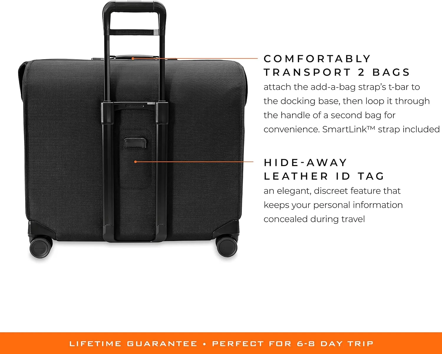 Briggs & Riley Deluxe Wardrobe Spinner - Checked Luggage for Travel, Suitcases with Wheels, Softside Rolling Bag for Men & Women, Built in Hook for Clothes - Baseline Collection, Black