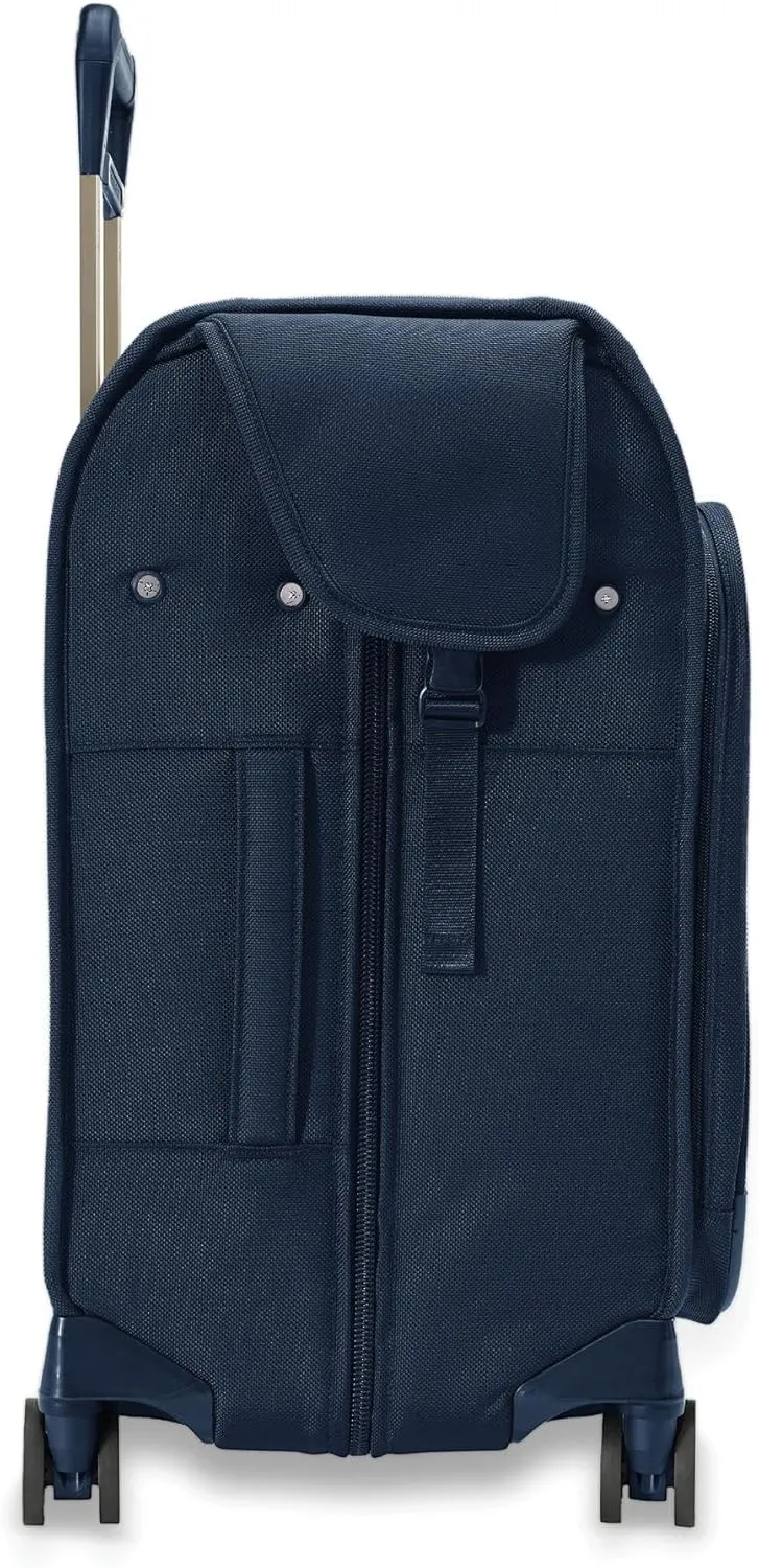 Briggs & Riley Deluxe Wardrobe Spinner - Checked Luggage for Travel, Suitcases with Wheels, Softside Rolling Bag for Men & Women, Built in Hook for Clothes - Baseline Collection, Navy