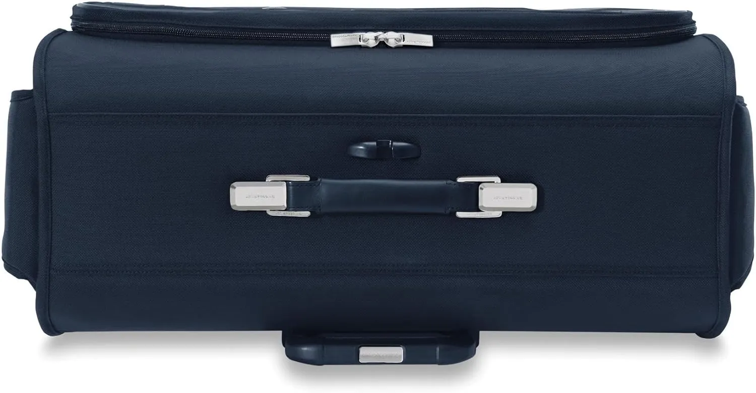 Briggs & Riley Deluxe Wardrobe Spinner - Checked Luggage for Travel, Suitcases with Wheels, Softside Rolling Bag for Men & Women, Built in Hook for Clothes - Baseline Collection, Navy