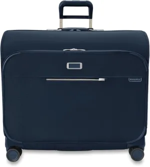 Briggs & Riley Deluxe Wardrobe Spinner - Checked Luggage for Travel, Suitcases with Wheels, Softside Rolling Bag for Men & Women, Built in Hook for Clothes - Baseline Collection, Navy